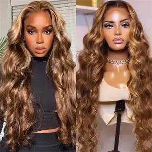 Sunber Body Wave Bye Bye Knots Honey Blonde Highlights 7*5  Pre-Cut Lace Closure Human Hair Wig