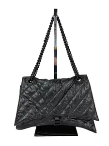 Pre-owned Balenciaga Leather Shoulder Bags Large Crush Matte Black Quilted Shoulder Bag