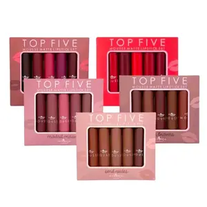 Italia Deluxe Top Five Lip Kit,  Mousse Matte Lipsticks, Creamy, Highly Pigmented, Long Lasting Lip Makeup Combo Smooth Chocolate Set