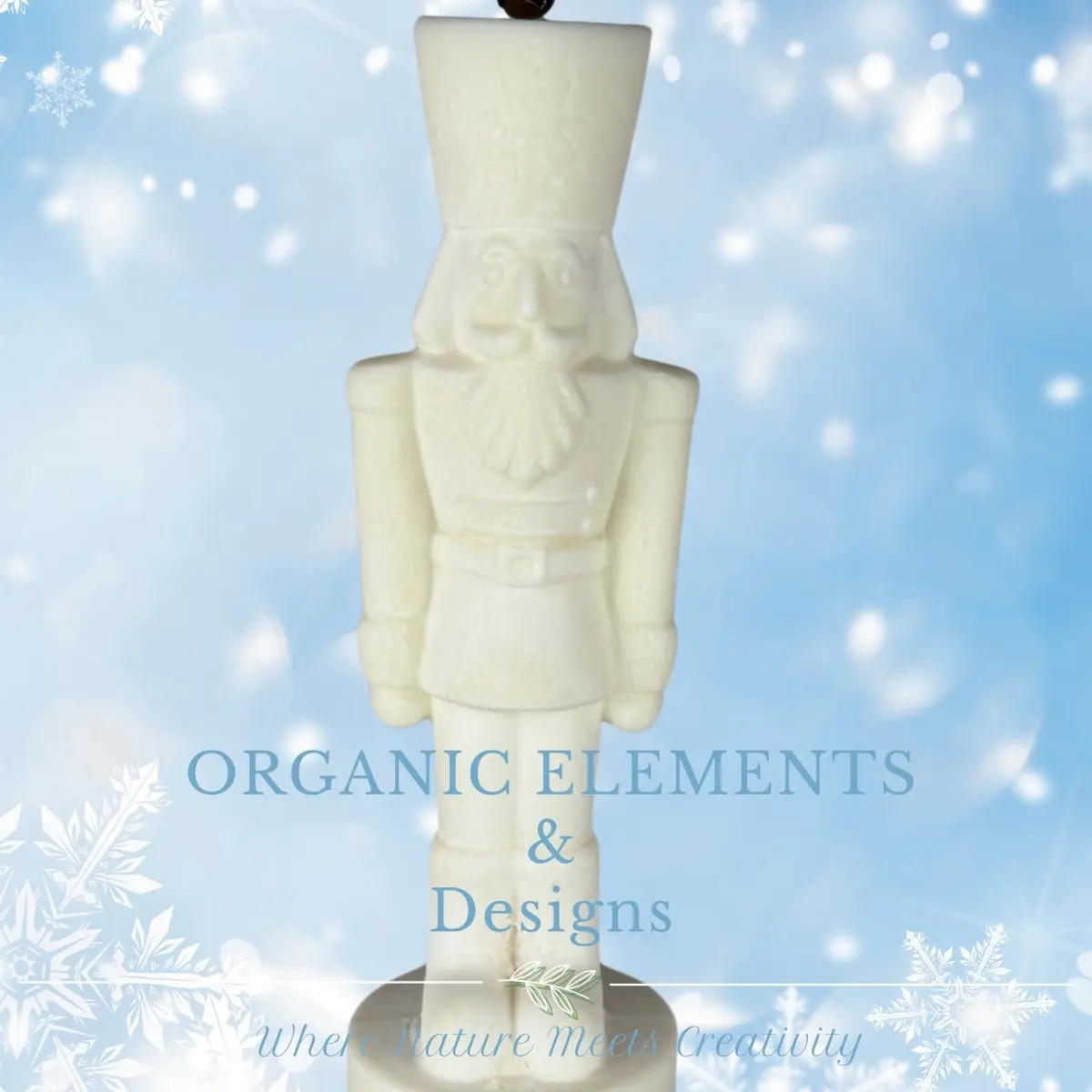 White Christmas Nutcracker Pillar Candle