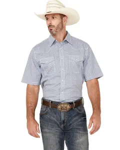Wrangler Men's 20X Geo Print Short Sleeve Snap Stretch Western Shirt - 112346043