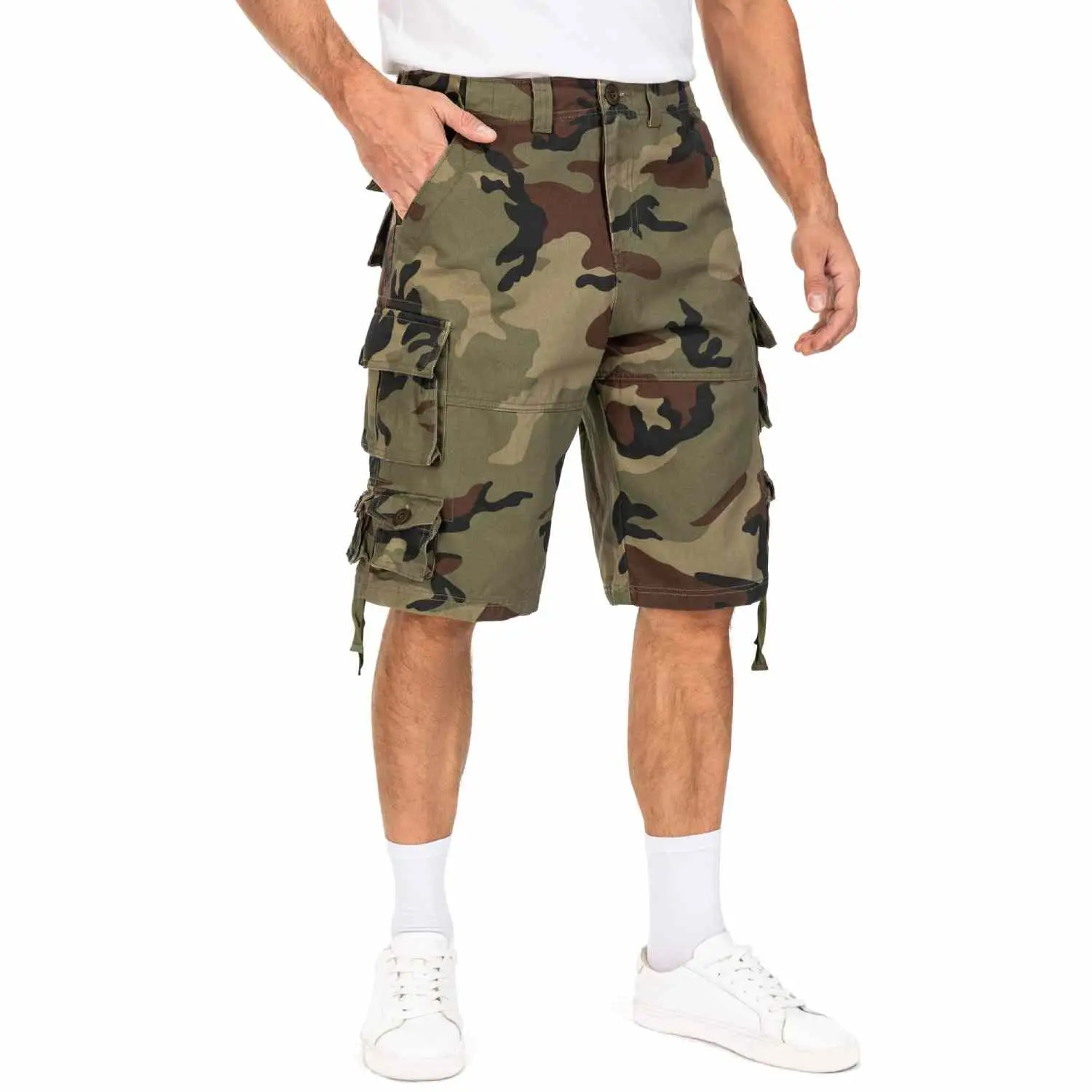 Men's Cargo Shorts, Cotton Twill Ripstop Hiking Short Chino Shorts Multi-Pocket Outdoor Casual   Menswear Shorts