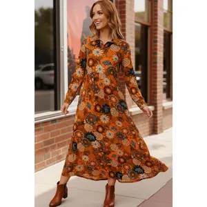 Groovy Garden Rust Maxi Dress