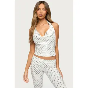 Eloisa Polka Dot Buckle Halter Top