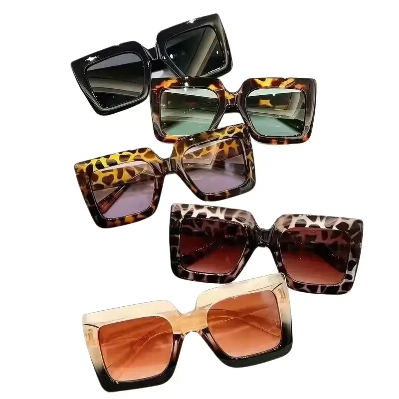 5-piece Retro Square Polarized Womens Fashion Sunglasses Trendy Oversized Large Women's Big Shades