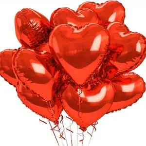 26-Piece Party Balloon Set, Smooth Heart Shape with Ruffled Edges, Durable Aluminum Foil, Perfect for Weddings, Anniversaries, Birthdays