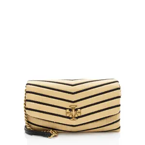 Pre-owned Tory Burch Leather Crossbody Bags Raffia Kira Wallet on Chain