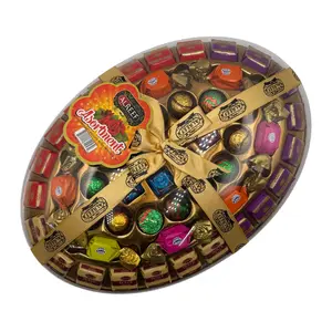 Alreef Milk Chocolate Assortment with Variety of Fillings - Banana - Strawberry - Coconut - Cherry - Vanilla - Hazelnut - Clear Plastic Dome Lid