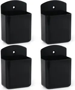 Pack of 4 Black Remote Control Holder Wall Mount, TV Controller Holder, Self Adhesive Remote Holder, Wall Pen Holder Storage Accessories for Home Office School