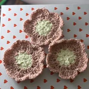 Sakura Cherry Blossom crochet coaster set of 3