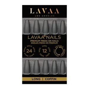 BLACK COFFIN Long Coffin Press On Nails - Matte Black Finish