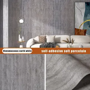1 Roll Self-Adhesive 3D Stone Texture Faux Stone Wallpaper, Decorative Roll Sticker for Living Room, Bedroom Accent Wall Home Decor Renovation, Wall Decor