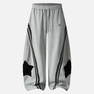 Aelfric Eden Panel Baggy Barrel Sweatpants Oversized Wide-Leg Fit Star Patch & Studded Stripe Detail  Unisex Streetwear Pants