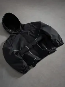 Men's Waterproof Casual Jacket & Coats with Reflective Drawstring, Adjustable Hat, Outdoor Travel Fishing All-Season Fashionable Outerwear