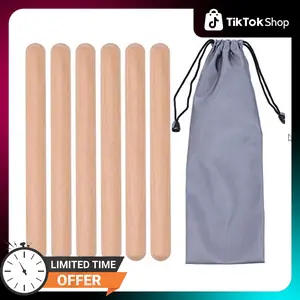 3 Pairs Wood Claves Percussion Instrument, Classic Hardwood Musical Rhythm Sticks with a Carry Bag, 8 Inch Long