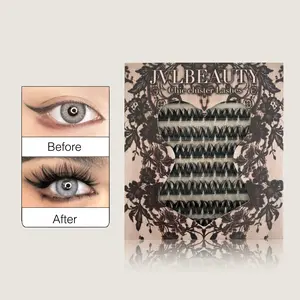 JVLBEAUTY【LunarDragon】 Euro-Asian Style False Eyelashes, C Curl, Individual Clusters, Voluminous, Black Band Makeup