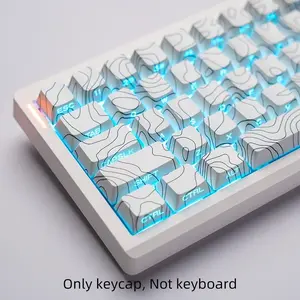 Contour and Minimalist Side-Engraved Translucent Keycaps, Original Pbt Five-Sided Heat Transfer, Compatible with 6.25u Middle Grid