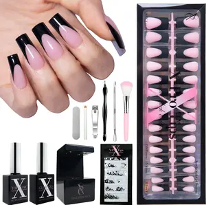 SXC Cosmetics X-Pro Tips French Tip Press On Nails - French Black Edition Starter Kit SXC Cosmetics X-Pro Tips French Tip Press On Nails - French Black Edition Starter Kit