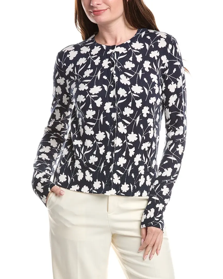 Brooks Brothers Print Crewneck Cardigan