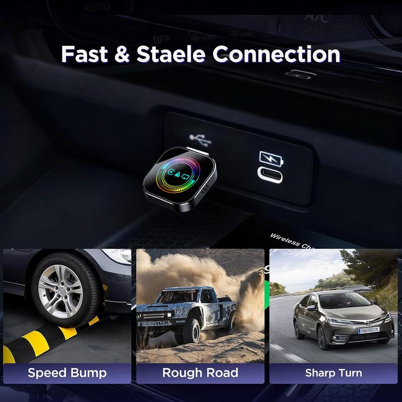 Yurnlv - 2026 new 3 in 1 AirPlay Upgrade, with wired to wireless CarPlay adapter, screen mirror only for TikTok/YouTube, car must have factory-installed wired CarPlay