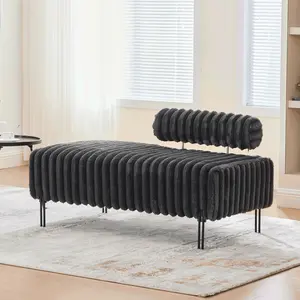 49.6" Wide Upholstered Mini Loveseat 2-Seater Small Sofa with Metal Legs Adjustable Back End of Bed Bench Window Ottoman Footrest for Living Room Bedroom Entryway Hallway Small Space Charcoal, Living Room Furniture for Apartment, Lounge