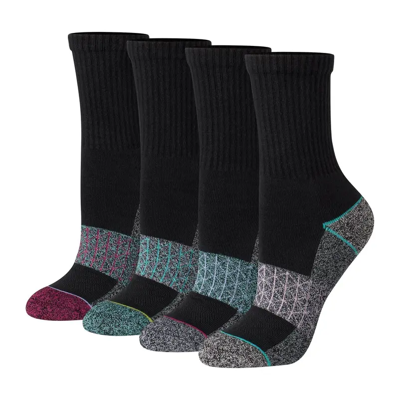 Hanes Absolute Comfort Women's Crew Socks 4-pairs Intimates Multi Pack Comfortable Fit Soft Stretch Fabric Breathable Hwacc4