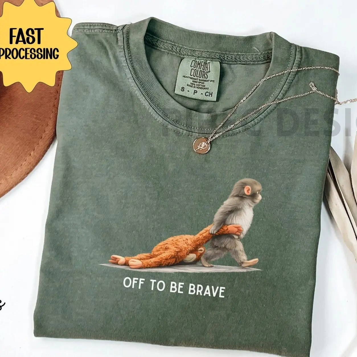 Off To Be Brave Monkey Punch Shirt, Comfort Colors® Shirt, Viral Baby Monkey Plush Meme Tee, Cozy Aesthetic Animal Lover Gift