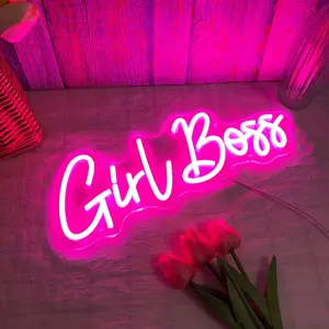 Girl Boss Neon Sign, 1 Count USB Powered LED Luminous Girl Sign, Wall Decoration for Home Living Room Office, Gift for Cool Girls, Female Boss, Baby, Girl, LED Neon Lights
