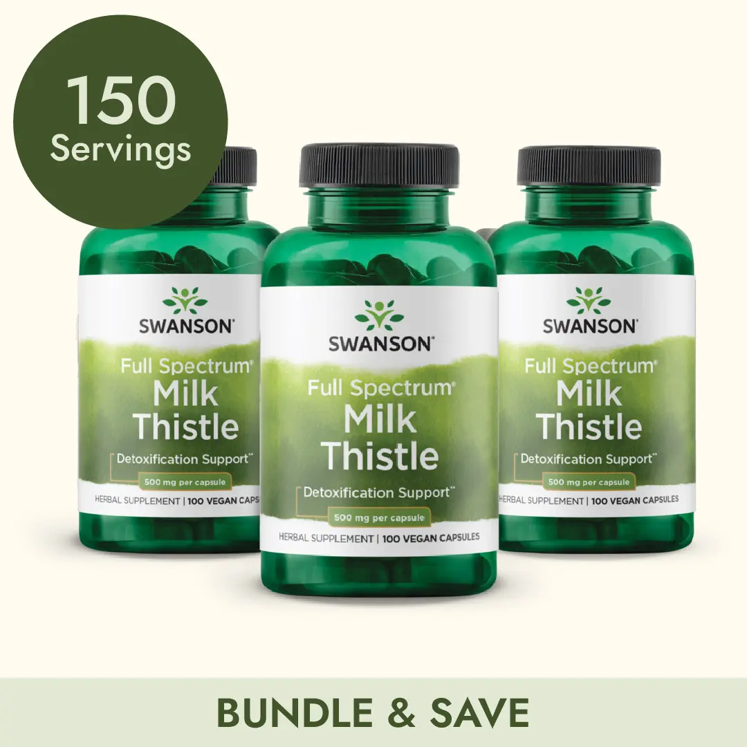 Swanson Full Spectrum Milk Thistle 500 mg 300 Vegan Capsules for Liver Health & Detoxification Support Natural Wellness Boost US Healthcare Dietary Supplement
