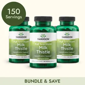 Swanson Full Spectrum Milk Thistle 500 mg 300 Vegan Capsules for Liver Health & Detoxification Support Natural Wellness Boost US Healthcare Dietary Supplement