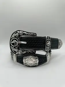 "Black Stallion Western Concho Belt"
