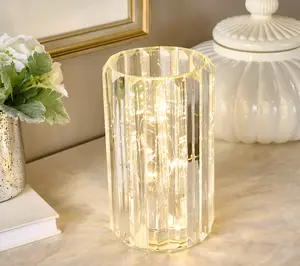 8" Illuminated Faceted Glass Prism Hurricane by Valerie