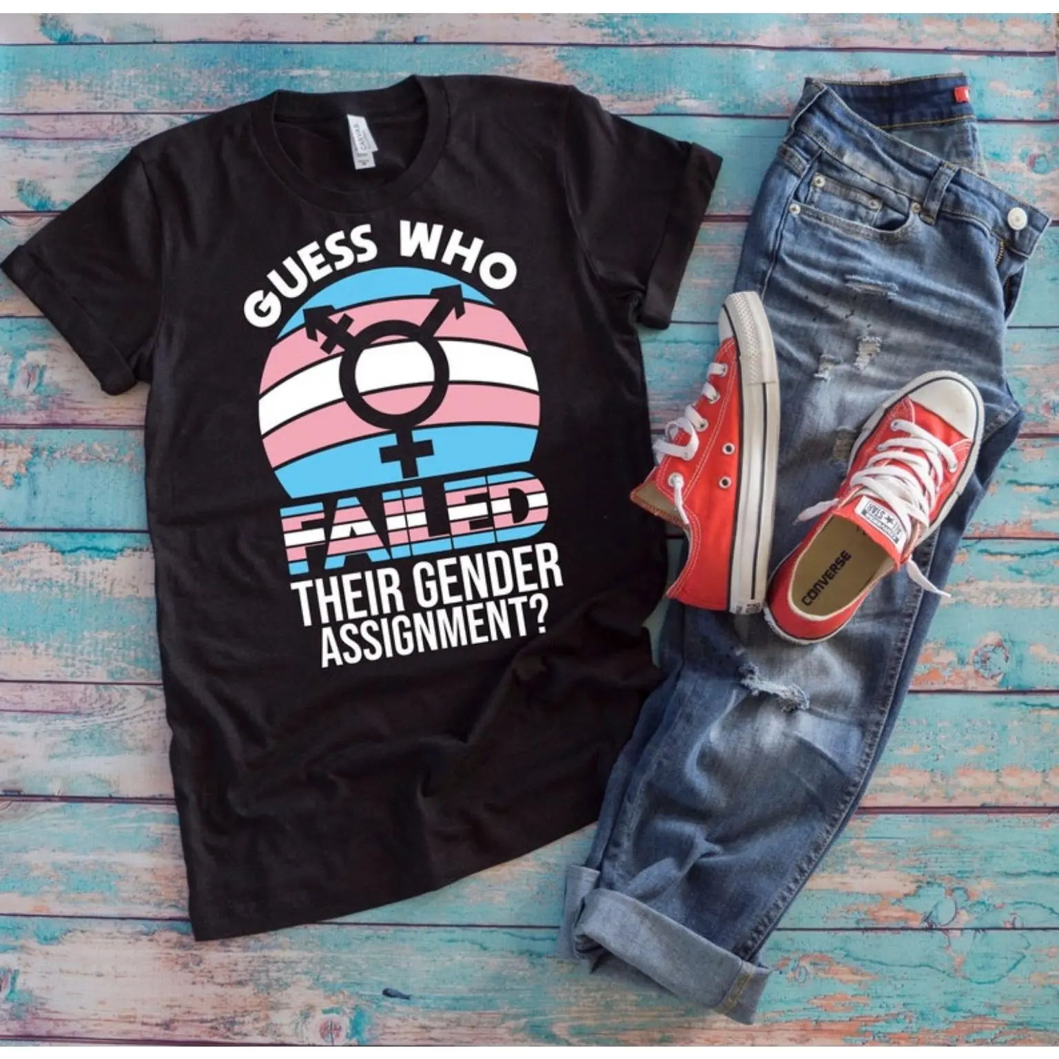 Transgender Adult Cotton Knit Crew Neck Short-Sleeve Casual Sports Top - All Seasons Non-Stretch Graphic Streetwear T-Shirt with "Who Failed Their Gender Assignment" Print, Pride Month Gift, Machine Washable