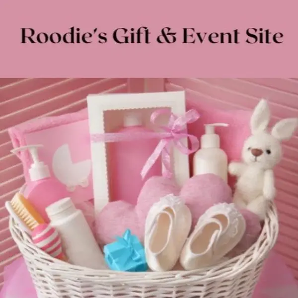 Rooddie's Gift & Event Site Soft Wicker Basket with Assorted Baby Items, Pink Color Theme, Ideal for Gifting and Storage