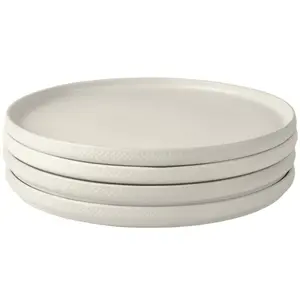 Set of 4 Stoneware Dinner Plates,  White, 10.00 inches