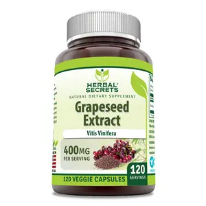 Herbal Secrets Grapeseed Extract 400 mg 120 Veggie Capsules Supplement | Non-GMO | Gluten Free | Made in USA