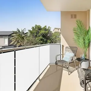 ShadeMart 3 'x 10' balcony privacy protection screen, Suitable for apartment balconies and terrace railings, Black, size, 170 GSM with buckle eye fence mesh and zip ties, Can block 90% of the line of sight, effectively protecting privacy