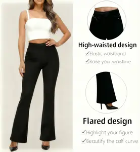 Women's High-Waisted Flare Dress Pants - Elegant Bottoms for Office and Casual Wear