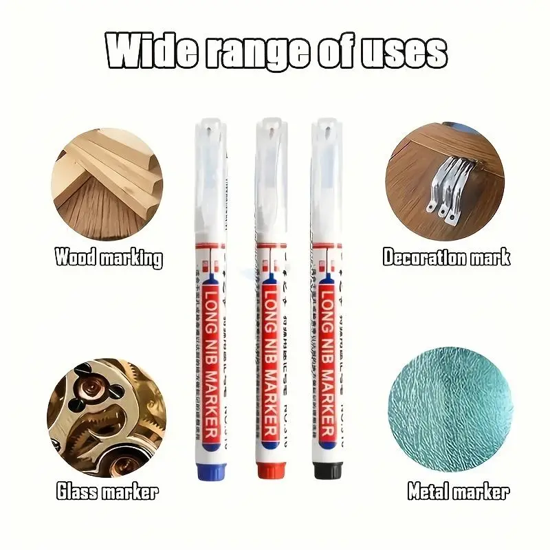 30/50/60pcs Deep Hole Marker Pens, Long Reach Oil-Based Carpenter Markers, Precision Multi-Surface Marking Tools for Wood, Metal, Ceramic, Tile, Construction, Bathroom Installation And Projects, 5 Colors
