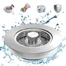3-in-1 Combo Stainless Steel Kitchen Sink Strainer-Stopper (US Std 3-1/2 in Fitment), Robust All-Metal Shell, 1 Spring-Loaded Smooth Handle Rod, Anti-Scratch Clog Prevention, Durable Home Improvement Accessory, Easy Empty, Black