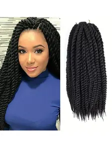 18 Inch Crochet Twist Hair 6 Pack Havana Braid Hooks, Large Senegal Braiding Hooks for Women, Pre-Looped No-Knot Hook Knit Braids