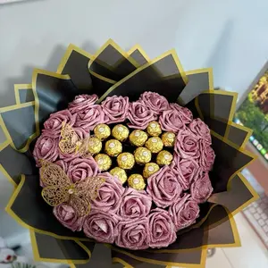 Eternal Heart Shape Foam Rose Bouquet Chocolate Decor