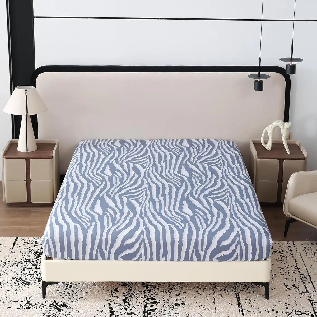 Zebra Stripe Pattern Fitted Sheet, 1 Count Soft Comfortable Breathable Mattress Protector, Bedding Supplies for Home Bedroom Hotel