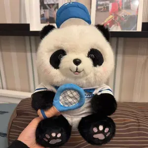 Tennis Sports Style Panda Doll, Adorable Collectible Figure, Perfect Gift for Tennis Enthusiasts, Unique Decorative Item