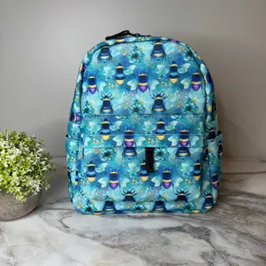 Mini Backpack - Teal Floral Bee
