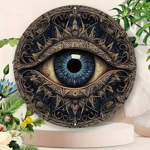 8x8 Inch Round Metal Wall Art Evil Eye Design Multicolor Iron Ornaments for Home Living Room Bathroom Decor Durable Easy to Hang Indoor Outdoor Use Decorative Mural Hanging metal wall sign Vintage Metal Tin Sign home decor plaque funny bar sign