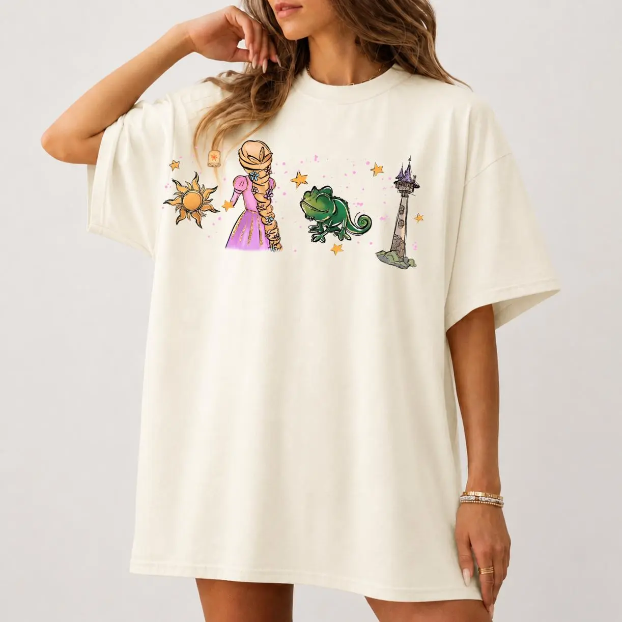Gildan Fairytale Princess Graphic T-Shirt, Tower & Chameleon Storybook Tee, Cute Magical Sun Inspired Shirt, Oversized Unisex Fantasy Top, Full Color Selection, Pick Your Favorite, Fun Graphics