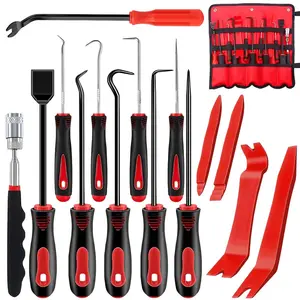 A set of 15 precision carbon steel pliers and hooks for trimming and disassembling, equipped with a scraper and a magnetic telescopic tool kit, used for disassembling the manual picking tools for automotive electronic maintenance hose gaskets.