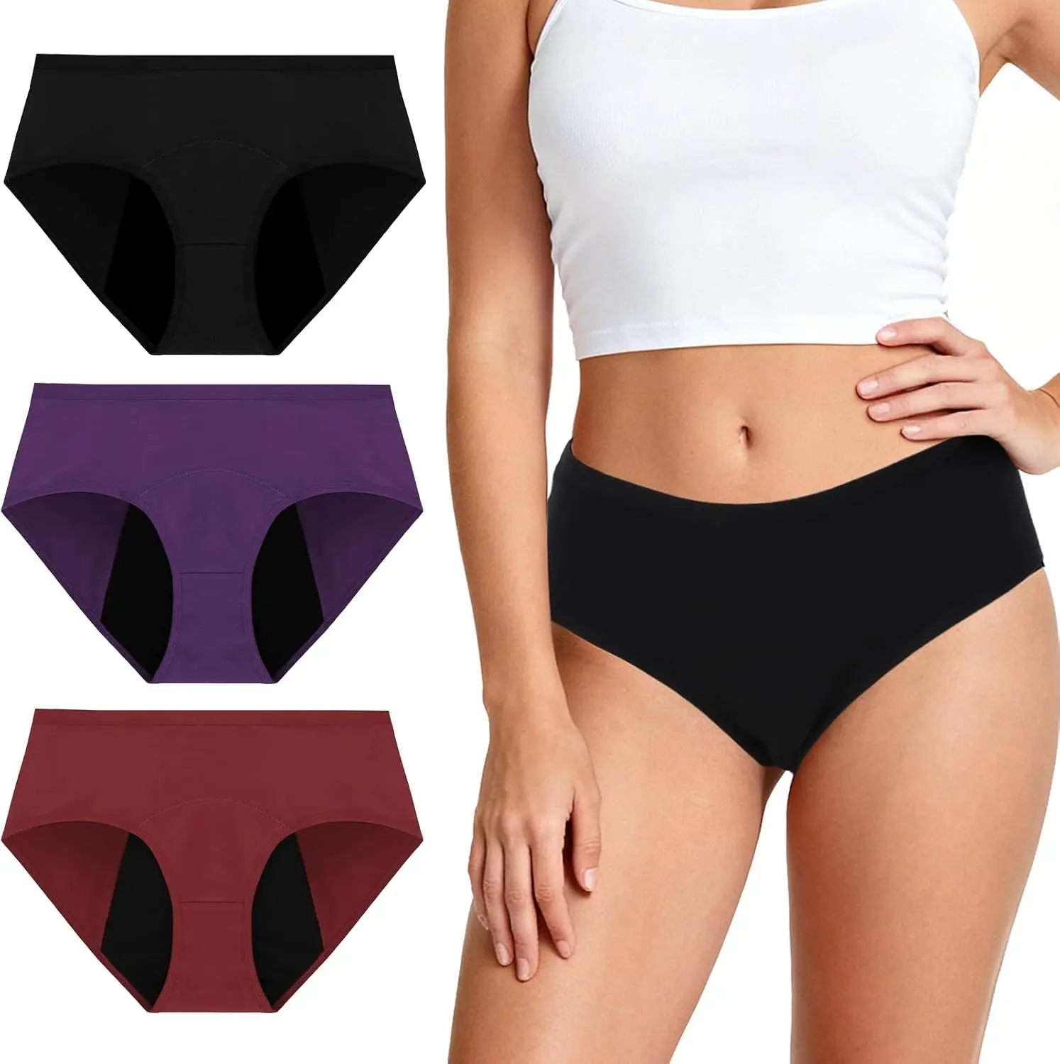 Period Underwear for Women, Overnight Panties Washable& Reusable | 80ML High Leak Proof Underwear, Breathable Cotton Period Briefs for Women/ Girls/ Teens/ Incontinence/ Postpartum