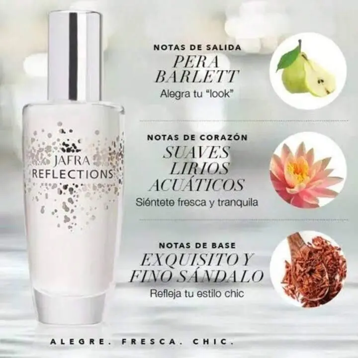 Jafra Reflections 1.7 fl oz Spray Bottle Silver with Notes of Barlett, Lirios Acupuncticos & Exquisite, Fresh & Tranquil